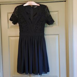 Lulus Angel in disguise black lace skater dress